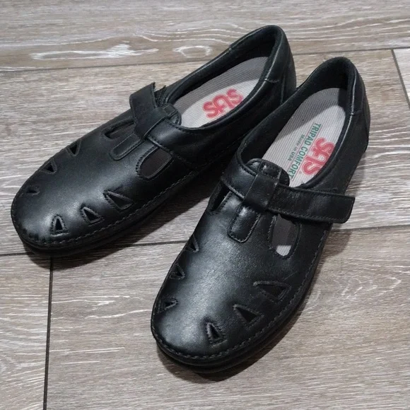 SAS | Shoes | Sas Black Leather Loafers With Velcro Fastener  display picture 2